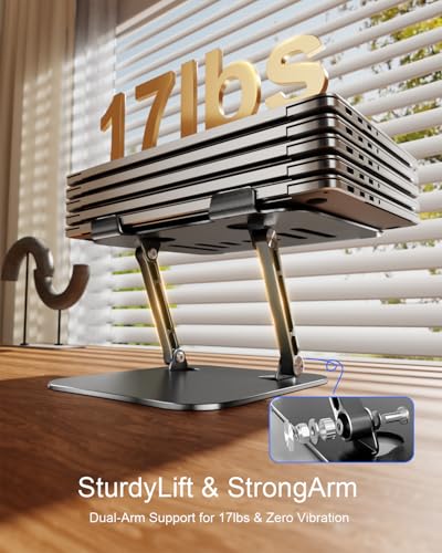 Adjustable Laptop Stand, Aluminum Laptop Riser | Portable Notebook Stand, Foldable Computer Holder for MacBook Air Pro, Dell XPS, HP and All 10–17 Inch Laptops, Black - color: Black