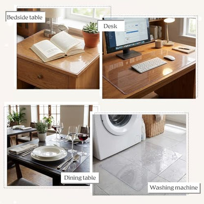 6 Pcs Nightstand Protector, Plastic Bedside Table Covers 15.8 x 23.6 Inch 1.5 mm Thick PVC Clear Table Cover Protector Coffee Tables Cover Multipurpose Clear Desk Mat Rectangle for Nightstand