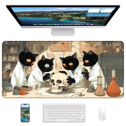 Mouse Pad 31.5x15.7in Large Desk Mat Non-Slip for Office - color: Professor Cat, size: 31.5" x 15.7"