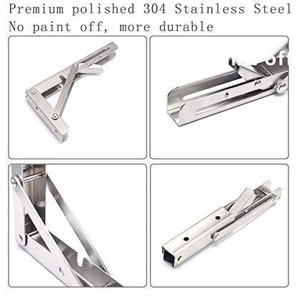 12 Inch Folding Shelf Brackets, 2 Pack Stainless Steel Heavy Duty L Bracket - color: Silver, size: 12 Inch