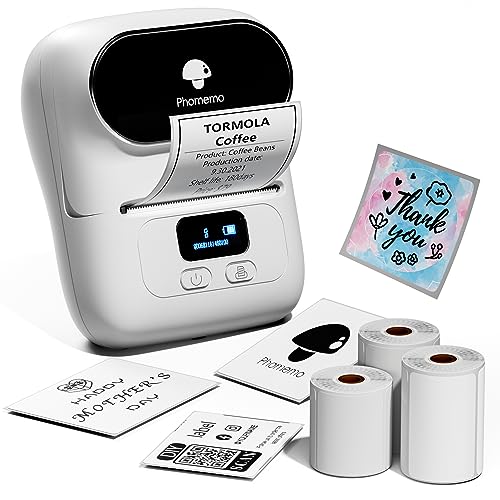 Phomemo M110 Label Maker with 3 Tapes, Portable Thermal Printer, White - color: White