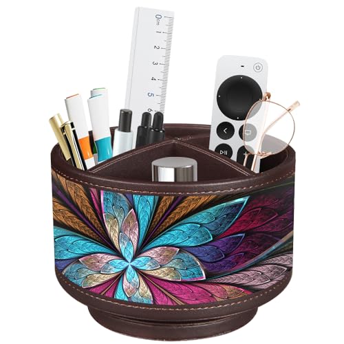 BIBELUN TV Remote Control Holder 360 Swivel Pen Holder Art Supply Organizer - color: Fractal Flower