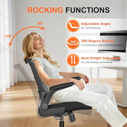 Ergonomic Office Chair, Comfy Mesh Desk Chair with Flip-up Armrests