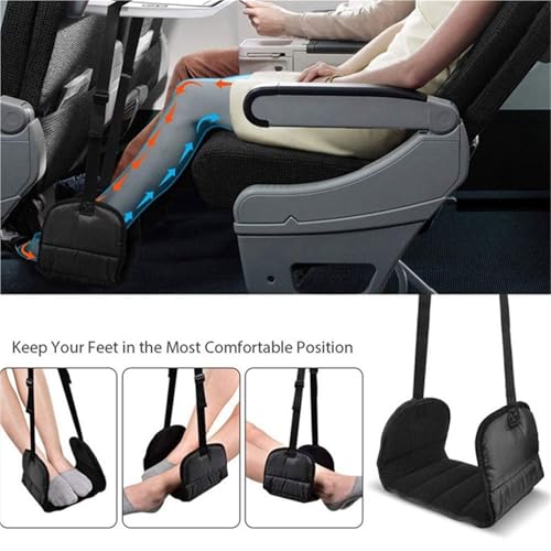 Airplane Foot Hammock, Rest for Under Desk at Work, Length Adjustable for Airplane, Office, Under Desk, Car