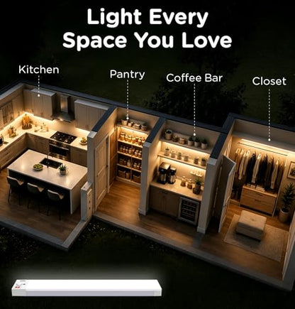 Under Cabinet Lighting Plug in, AC120V 3CCT 3000/4000/5000K Motion Sensor Light Indoor with Timer, Super Bright Linkable LED Counter Light for Kitchen, Closet, White 12 Inch, 1Pack - size: 12 Inch