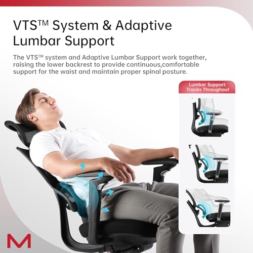 S3P Ergonomic Office Chair with High-Density Foam Seat & VTS Sliding Backrest - High Back Desk Chair with 150° Recline, 3D Cantilever Headrest, Adaptive Lumbar Support for Home Office - style: 150° Recline without Footrest