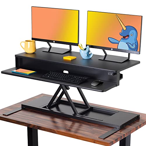 Stand Steady Flexpro Power 40 Inch Electric Standing Desk | Electric Height-Adjustable Stand up Desk | by Award Winning Holds 2 Monitors + Laptop! | Easy Quiet Adjustments! (Black) (40") - size: 40 Inch