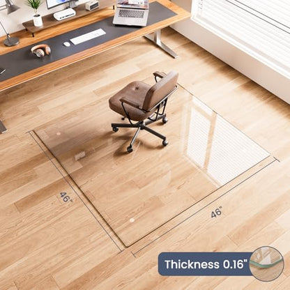 46"x46" Tempered Glass Chair Mat for Carpet - size: 46x46