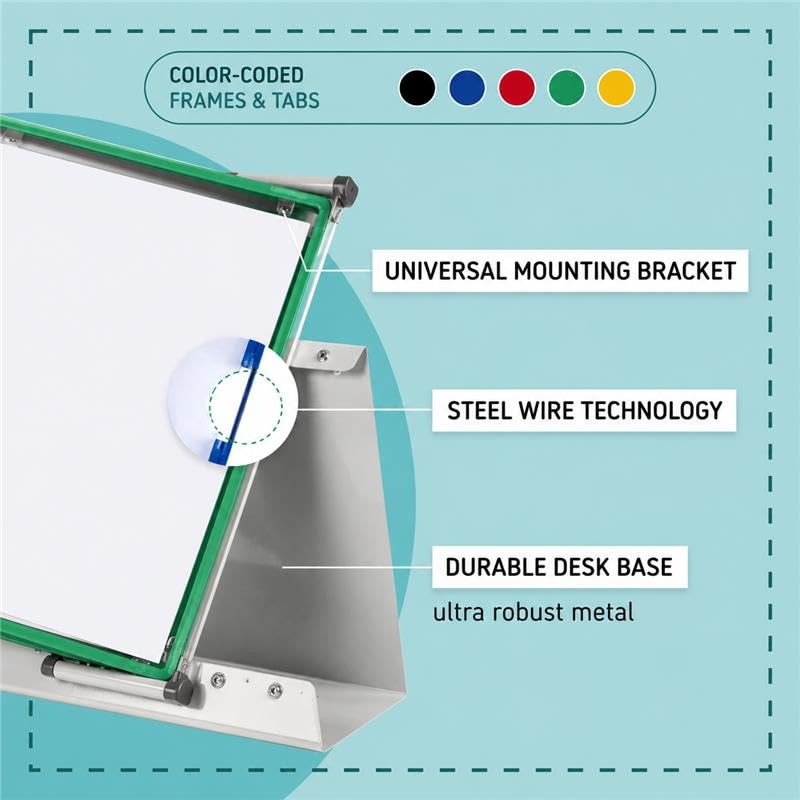 Tarifold Desktop Reference Organizer & Display System, 20 Double-Sided Pockets, 40 Sheet Capacity, Expandable, Durable Steel Wire Frames, Letter Size, Made in France, Green - color: Green, size: 20 Pockets