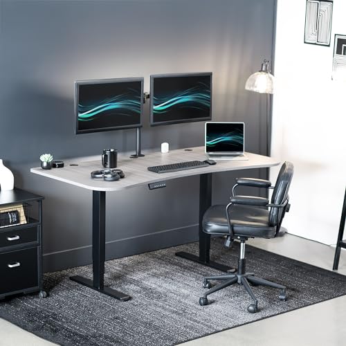 VIVO Dark Gray 63 x 32 in Standing Desk, DESK-KIT-2B1G - color: Dark Gray Top / Black Frame, size: 63 x 32