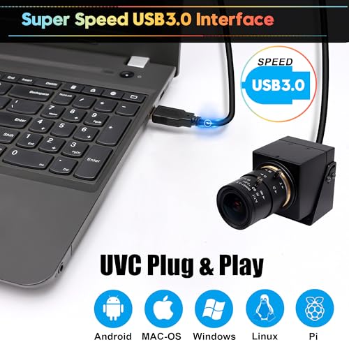 SVPRO 4K 60fps USB Camera with 2.8-12mm Manual Zoom Lens, HDMI/USB3.0 Dual Output, H.264/MJPEG, 4X Optical Zoom Webcam for PC, Mac, Raspberry Pi, Live Streaming, Video Conferencing, TV Monitor - color: 4K 60fps Camera with 2.8-12mm Lens