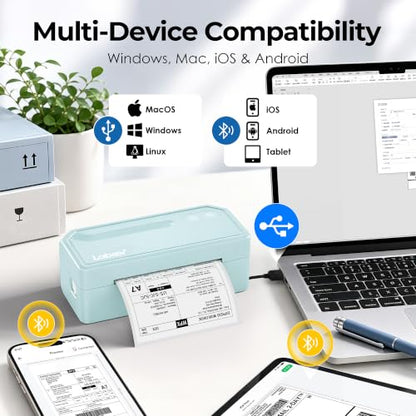 Labeer Bluetooth Thermal Shipping Label Printer, Wireless 4x6 Printer Cyan - color: Cyan