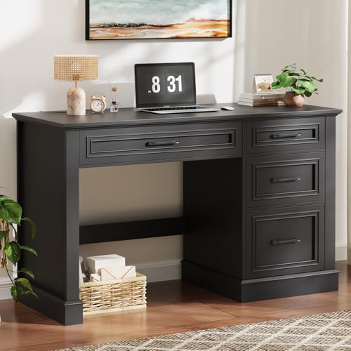 Vabches Farmhouse 47" Executive Desk with File Drawer (Pure Black - color: Pure Black, size: Style 4