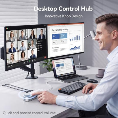 TobenONE USB C Laptop Docking Station Dual Monitor, 100W PD, 5×USB 10Gbps | 15-in-1 Dual HDMI 4K@60Hz, Volume Knob, 100W Charger, Ethernet Audio SD/TF for Dell/Lenovo/HP/Windows(No Power Adapter)