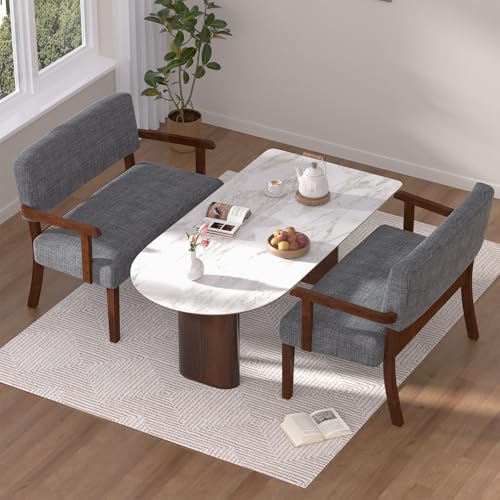 FAGAGA Accent Chair 2 Seat, Upholstered Reading Leisure Chair, Bench with Solid Wood Frame (Gray) - color: Grey, size: Bench