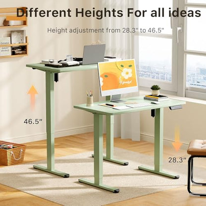JOY worker Small Electric Standing Desk, 35" Whole Piece Height Adjustable - color: Green, size: 35" * 20"