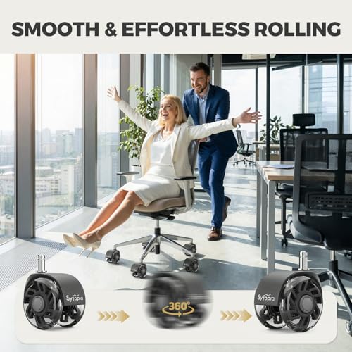 Office Chair Wheels Replacement, 2.5 Inch Universal Casters for Hardwood Floors & Carpet, Heavy Duty, Quiet, Scratch-Free, Fits Most Chairs, Easy Install, Set of 5.Dark Grey - style: 2.5 inch-Dark Grey