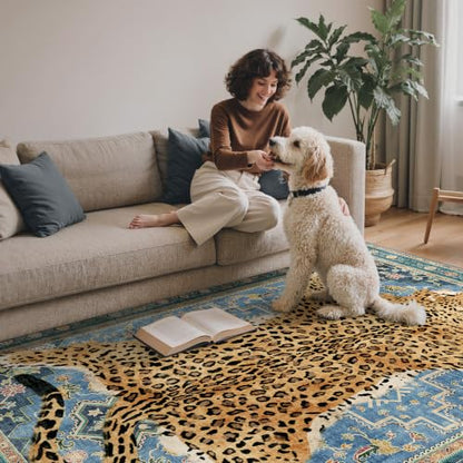 Leopard Rug 2x5 Cheetah Animal Print Rug Washable Runner for Hallway Blue - color: Area Blue, size: 2'x5'
