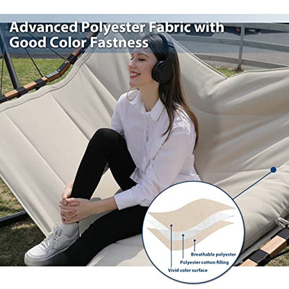 TegerDeger 12FT 2 Person Hammock with Stand V-Shape Spreader Bar - Beige - color: Beige