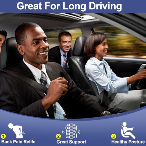 BYMECOST Lumbar Support Pillow for Car, Memory Foam Car Back Cushion - color: Black Brushed Fleece