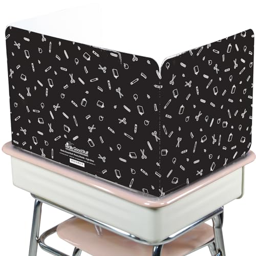 Really Good Stuff Large Privacy Shields, Set of 12, Black Glossy | Ages 4+, PreK+, Enhance Focus & Minimize Distractions for Students, Desk Dividers - color: Black, size: Large 14"H