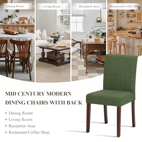 MALOL Upholstered Dining Chairs Set of 4, Modern Fabric Dining Room Chair, Wooden Dining Chair, Kitchen Side Chairs, Farmhouse Dinner Chair with High Back for Kitchen, Green - color: Green, size: Set of 4