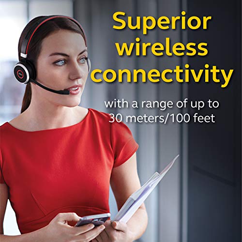 Jabra Evolve 65 MS Wireless Headset, Stereo – Includes Link 370 USB Adapter – Bluetooth Headset with Industry-Leading Wireless Performance, Advanced Noise-Cancelling Microphone, All Day Battery - size: Dual-ear, USB-A Dongle, style: Teams Certified