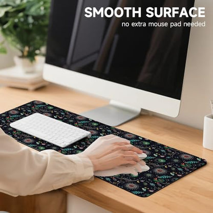 AUPET Leather Large Mouse Pad Desk Blotters – 35 x 17in Cute Desk Mat with PU Surface, Non-Slip Desk Pad Protector,Waterproof Desk Writing Pad for Office Home (Mystical Cosmic) - color: Mystical Cosmic