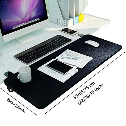 V3VOGUE 90° Foldable Desk Extender Armrest Shelf, Extended Desktop and Space Saver, Clamp-On Keyboard Drawer Tray, with K-Bracket, Ergonomic Computer Elbow Arm Support Relieve Fatigue - color: Black, size: 65x25cm(26x10Inch)