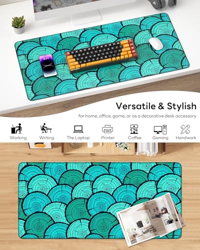 Mouse Pad 31.5x15.7in Large Desk Mat Non-Slip for Office - color: Annual Rings, size: 31.5" x 15.7"