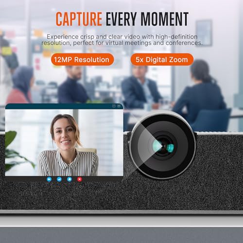 SQUATZ Ultra HD 4K Video Conferencing System with 5X Zoom, Wide-Angle Lens, Echo Cancellation, 8m Voice Pickup, 120° FOV - Perfect for Small Conference Rooms, Home Offices, and Remote Work