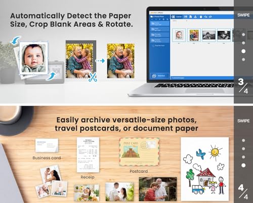 Plustek Photo Scanner ePhoto Z300, Scans 4x6 inch Photos in 2 Seconds, Auto crop and deskew with CCD Sensor, Supports Mac and PC | Special Roller Design for Cover Old Photo, Built-in Toshiba High Quality CCD image Sensor, with Auto crop and deskew Functio