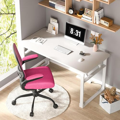 Mimoglad Ergonomic Office Chair - Desk Chair with Flip-up Armrests & 135° Recline, Adjustable Lumbar Support - Space-Saving Task Chair for Business/Team Office & Home (Modern, Rose-Carmine) - color: Rose-carmine