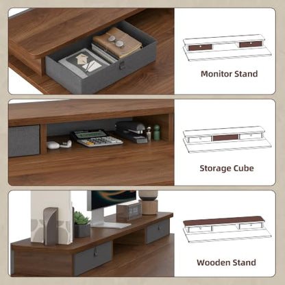 TIQLAB 48 * 24 inch Standing Desk with Two Drawers&Top Shelf, Black Walnut | Smooth Height Adjustment, 2 Memory Presets, One-Touch Control, Stable Steel Frame, 176 lbs Capacity, Easy Assembly - color: Black Walnut, size: 47*24 inch without keyboard tray