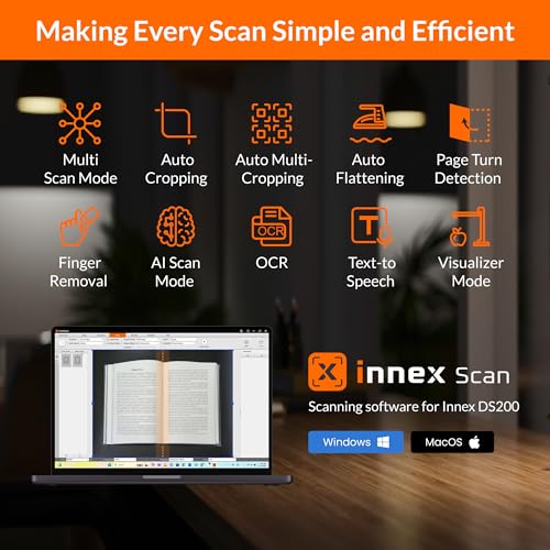 Innex DS200 Professional USB Book & Document Scanner, 26MP