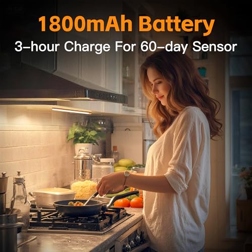 11.82 inch Under Cabinet Lighting, 4 Pack Magnetic Closet Lights | 2000mAh with Motion Sensor, 54 LED, 3Color Temperature, USB-C Charging, Durable and Easy-to-Install - size: 30cm