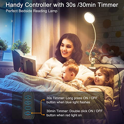 LiFMIRA Clip on Lamp Reading Light 5 Color Modes 10 Brightness 8W Silver | 66 LED Eye Caring Metal Clamp Light Gooseneck Clip on Light for Bed Headboard Desk Video Conferencing Make up - color: Silver