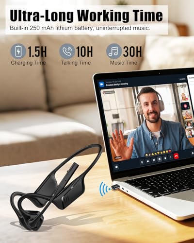 Open Ear Headphones with Mic, Bluetooth 5.1 Headset, aptX Low Latency