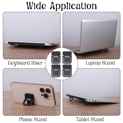 4PCS Portable Keyboard Riser Self Adhesive Laptop Stand Invisible Mini Computer Feet for Desk Computer Keyboard Stand Laptop Holder with Anti Slip Silicone(Black) - color: Black