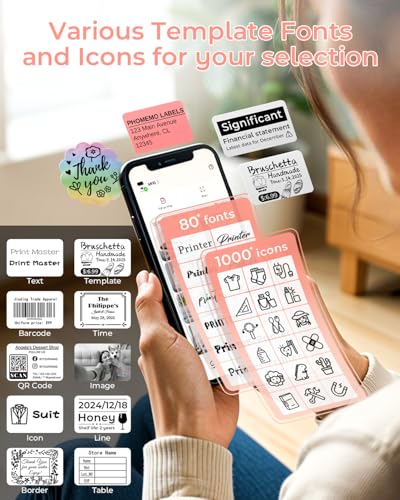 Phomemo M110 Label Maker with 3 Tapes, Bluetooth Portable Thermal Printer - color: Pink