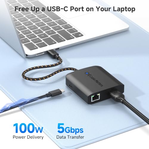 Cable Matters USB C Hub HDMI 2.1, 8K Video, Gigabit Ethernet | 8K@30Hz / 4K@120Hz, 100W Charging, 5Gbps Data Transfer, Max 4K@60Hz on macOS, Compatible with Thunderbolt 4/5