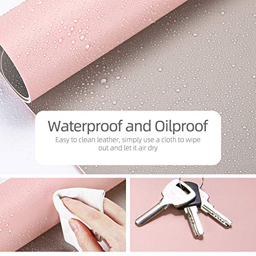 YSAGi Dual-Sided Desk Pad Protector, Desk Mat with Non-Slip - Waterproof PU Leather Office Desk Blotter for Mouse, Keyboard, Writing (23.6" x 13.7", Pink) - color: Pink, size: 13.7" x 23.6"