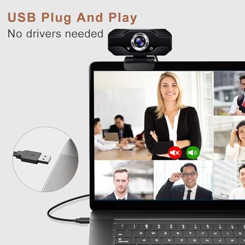 4K HD Webcam with Microphone, Noise Cancellation, Privacy Cover, Wide-Angle Lens, Auto Light Correction, Plug & Play USB Webcam for Laptop, Desktop, PC, Zoom, Skype, Stream - style: 4K