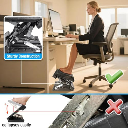Adjustable Foot Rest Under Desk for Office,Home, Gaming & Study - color: Black, size: Extra Large