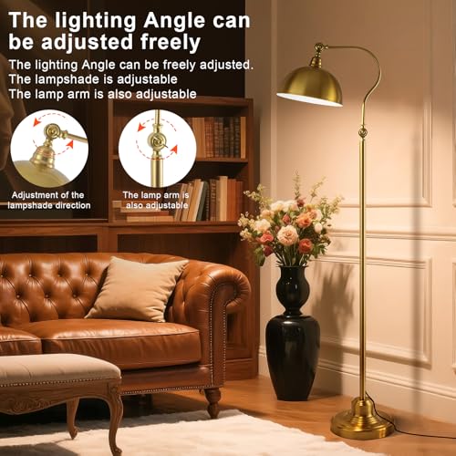 Bright Reading Floor Lamp with Remote and Bluetooth Dimming - color: Gold Remote Dimming