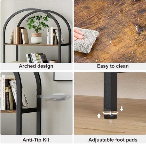Homhedy 6-Tier Arched Bookshelf, Display Racks, Tall Book Shelf, 73.6" H - size: 6 Tier -23.6"W