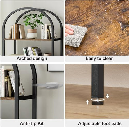 Homhedy 6-Tier Arched Bookshelf, Display Racks, Tall Book Shelf, 73.6" H - size: 6 Tier -23.6"W