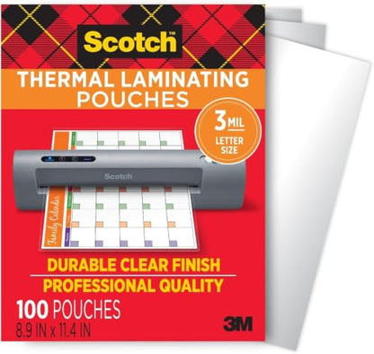 Scotch Thermal Laminating Pouches, 8.9 x 11.4 Inches, Letter Size Sheets, (Pack of 600) - size: 600-Pack