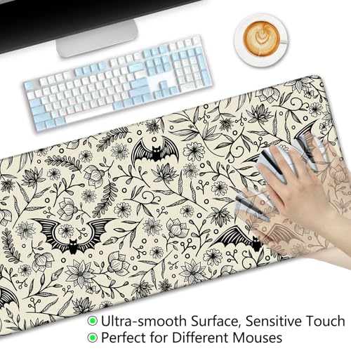 LIMKRIAN Bat Mouse Pad, Large Gaming Desk Mat, 31.5 x 11.8 in Gothic Decor - color: Bat