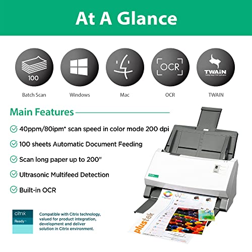 Plustek Duplex Color Document Scanner PS3140U + Carry Bag